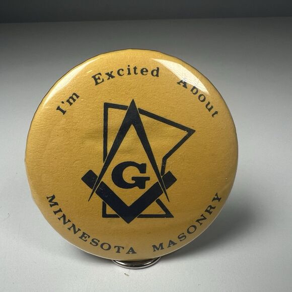 Vintage I’m Excited About Minnesota Masonry Freemasons Masonic Pinback Button - Picture 1 of 3